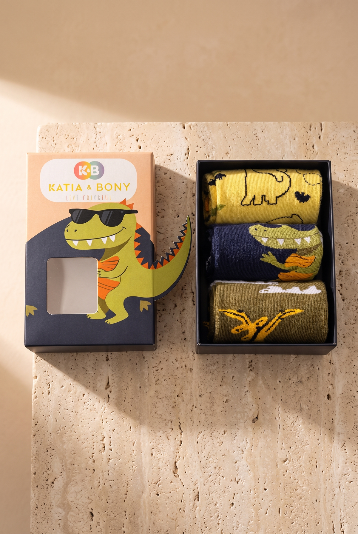 3PCK Dinosaur Boxed Children's Ankle Socks MIX