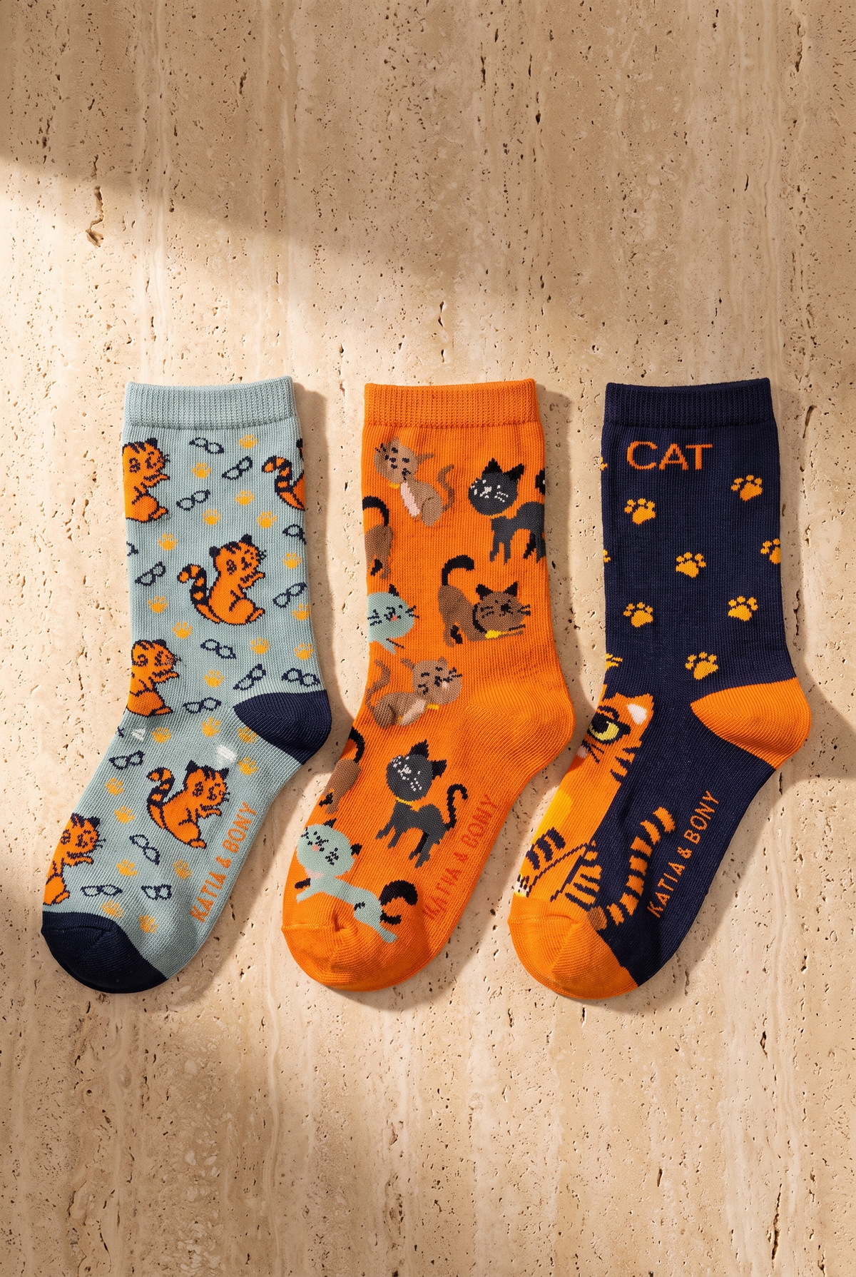3PCK Cat Pattern Boxed Children's Ankle Socks MIX