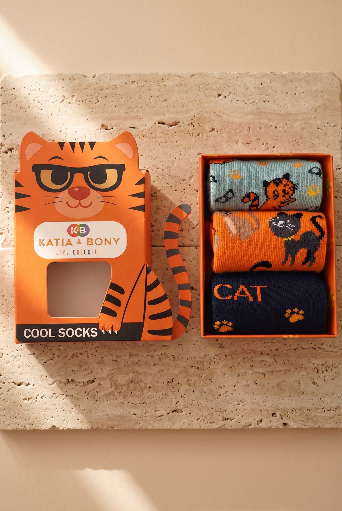 3PCK Cat Pattern Boxed Children's Ankle Socks MIX