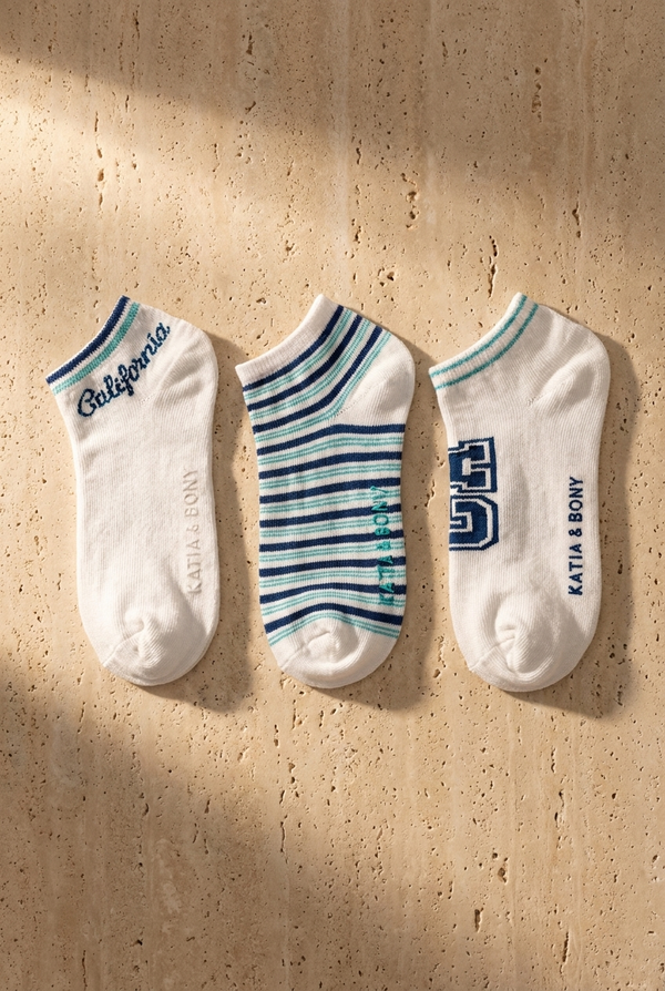3PCK CALIFORNIA CHILDREN'S STEP SOCKS ECRU MIX