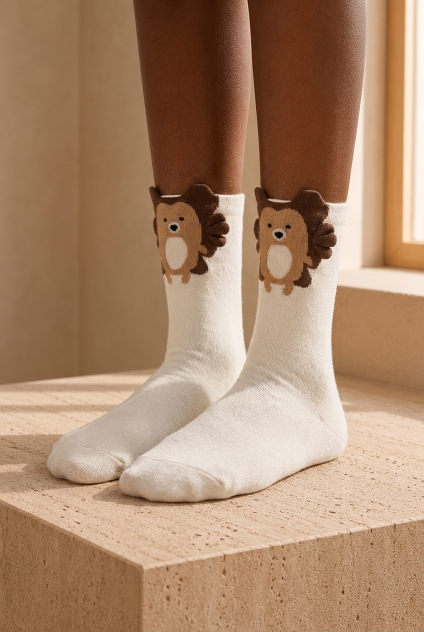 5 PCK KIDS ANIMAL PRINT SOCKS MIX