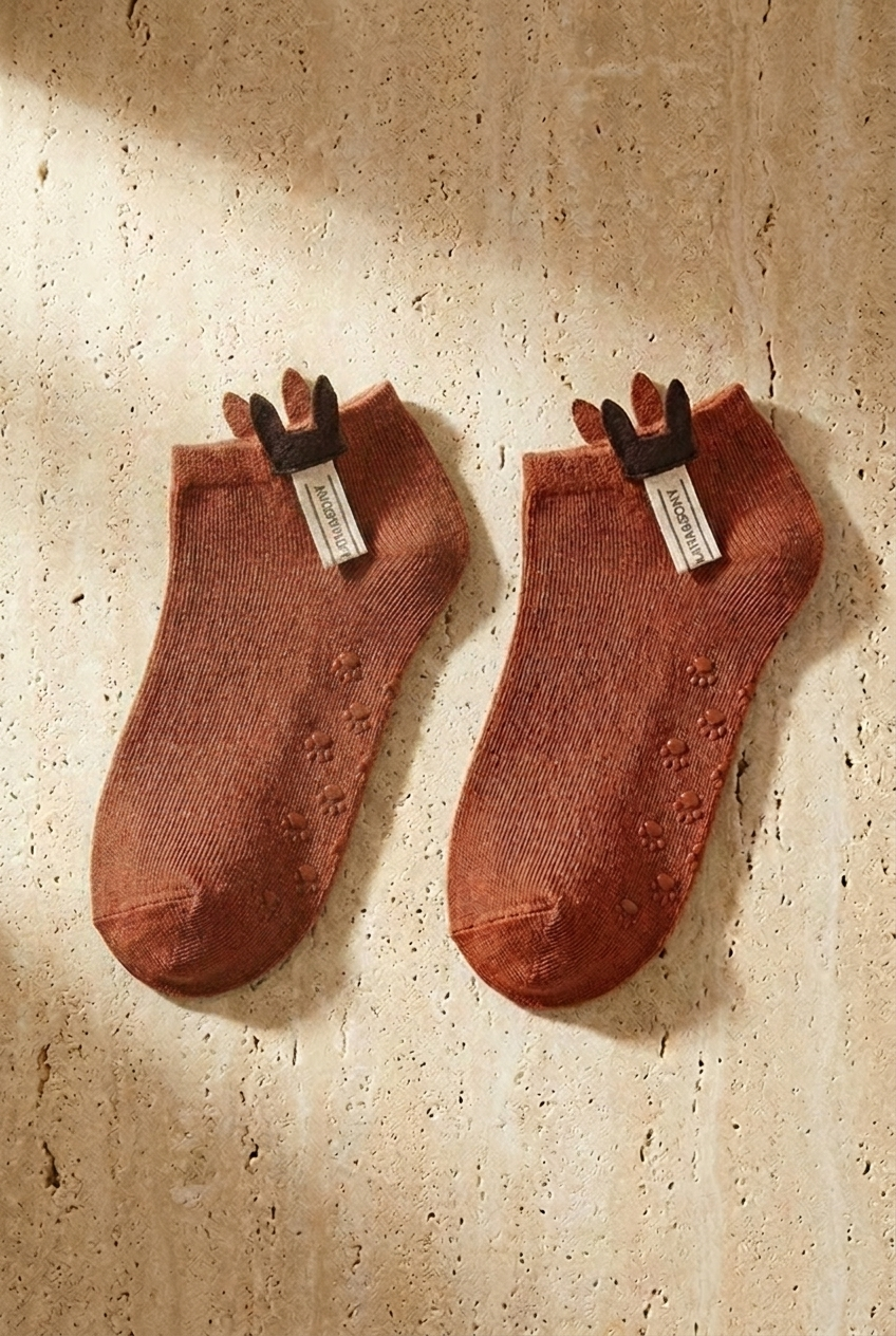 2PCK ACCESSORY KIDS STEP SOCKS ECRU-BROWN