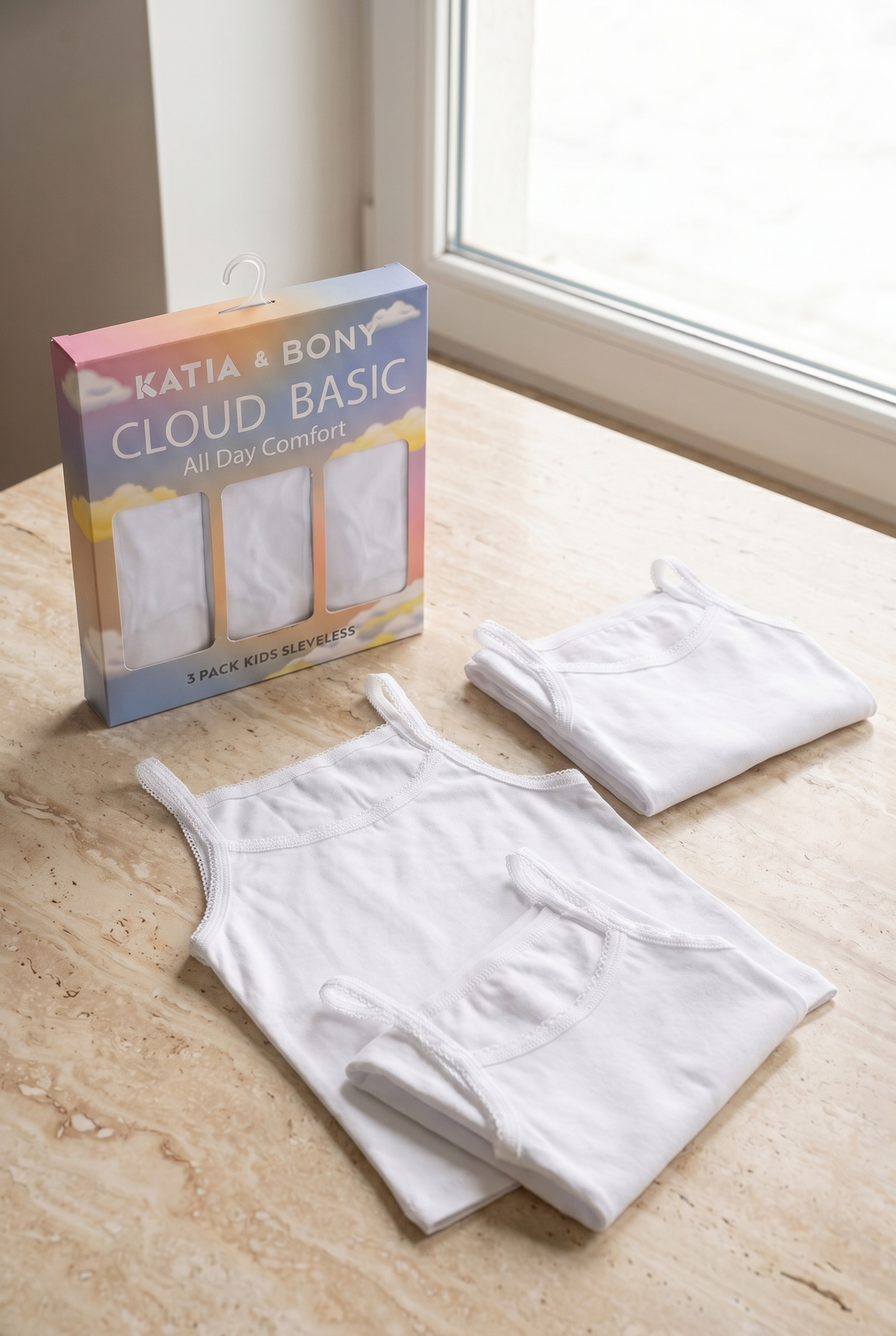3PCK BASIC BOXED GIRLS' UNDERSHIRT WHITE