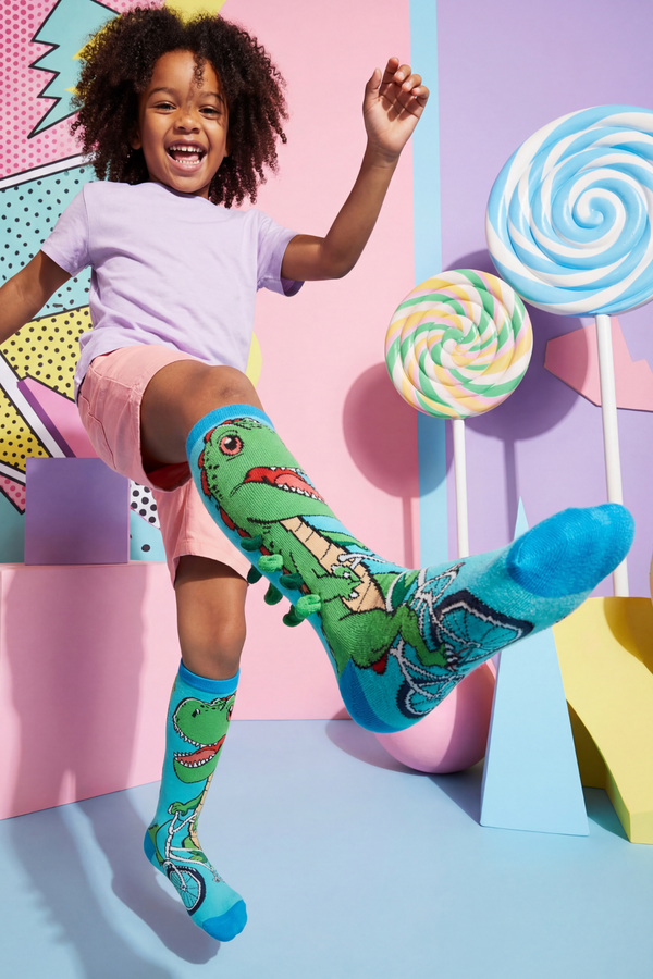 DINOSAUR KIDS KNEE HIGH SOCKS MIX