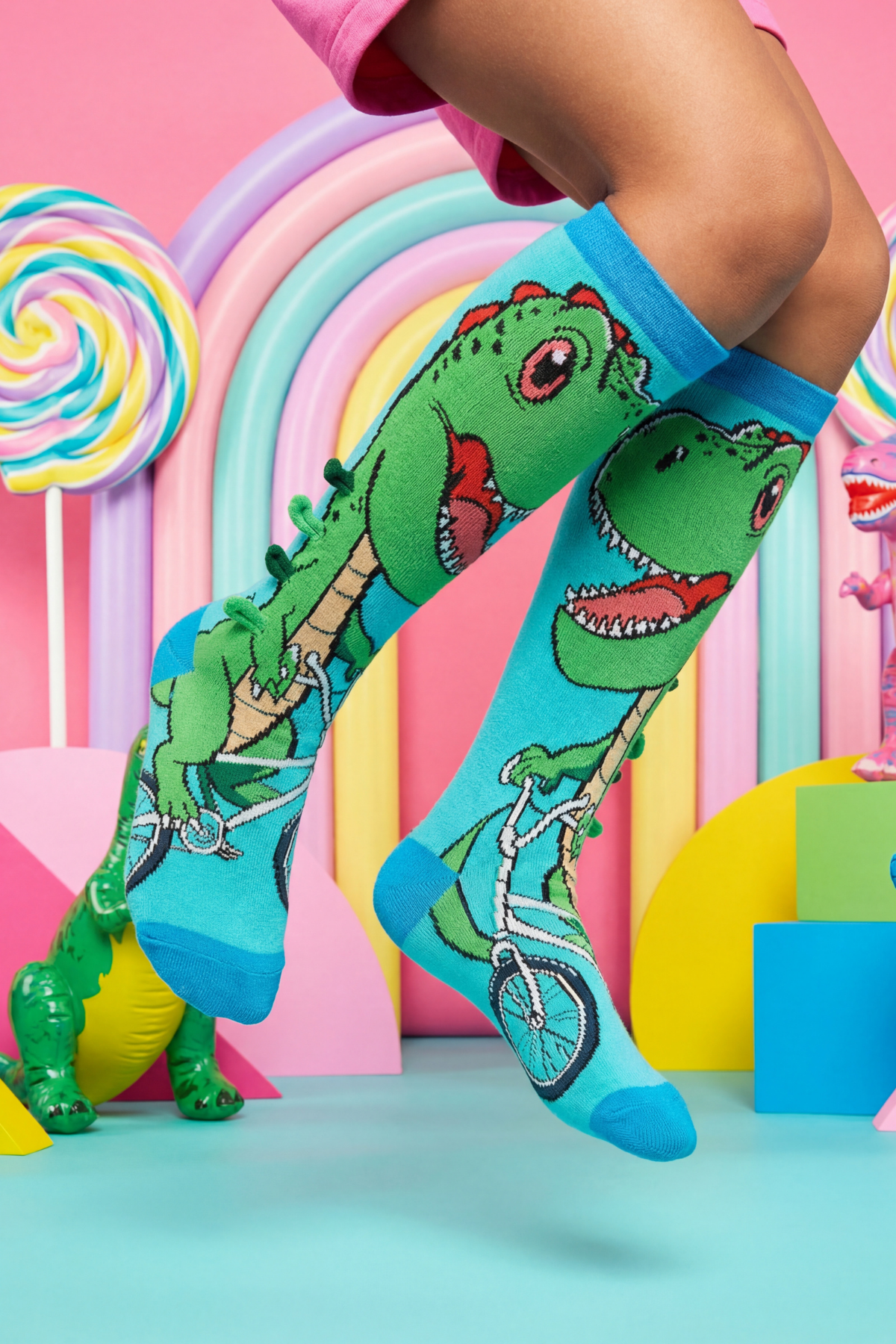DINOSAUR KIDS KNEE HIGH SOCKS MIX