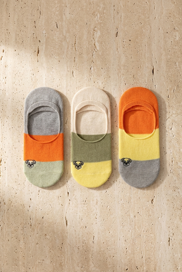 3PCK DOG PATTERNED KIDS INVISIBLE SOCKS MIX