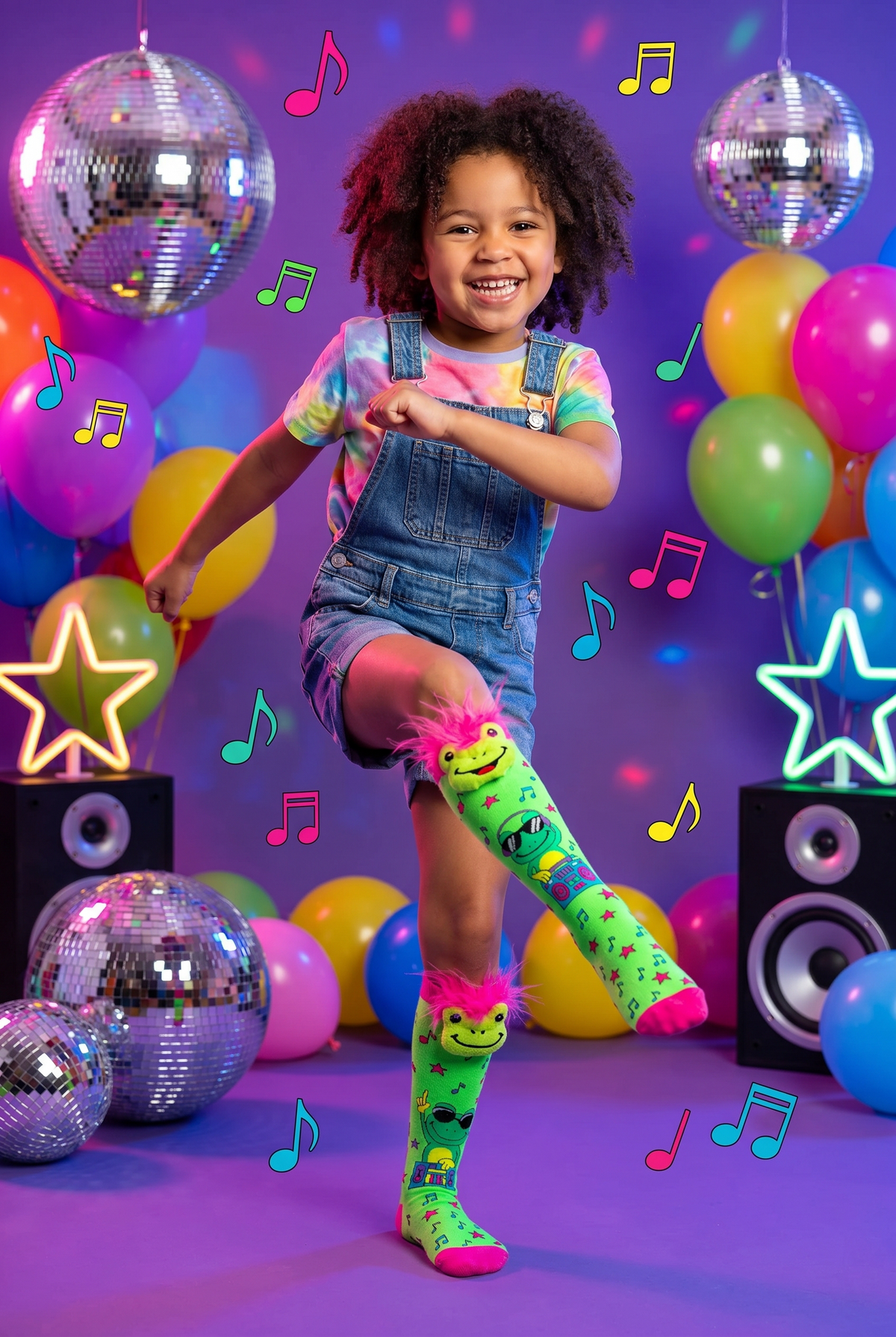 FROG PATTERNED ACCESSORIZED CHILDREN'S KNEE-HIGH SOCKS MIX
