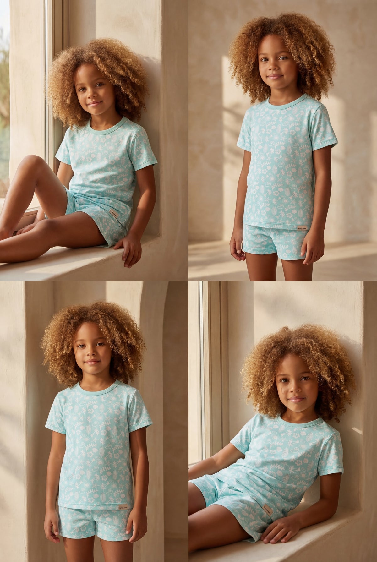 SEA LA VIE DENIM THEMED PACKAGED KIDS SHORTS SET ECRU