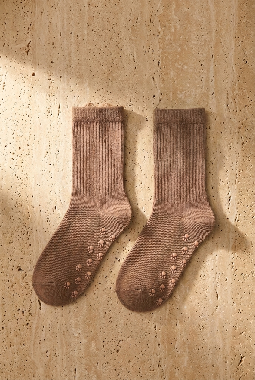 4 PCK CUTE TEDDY SOCKET SOCKS BROWN MIX