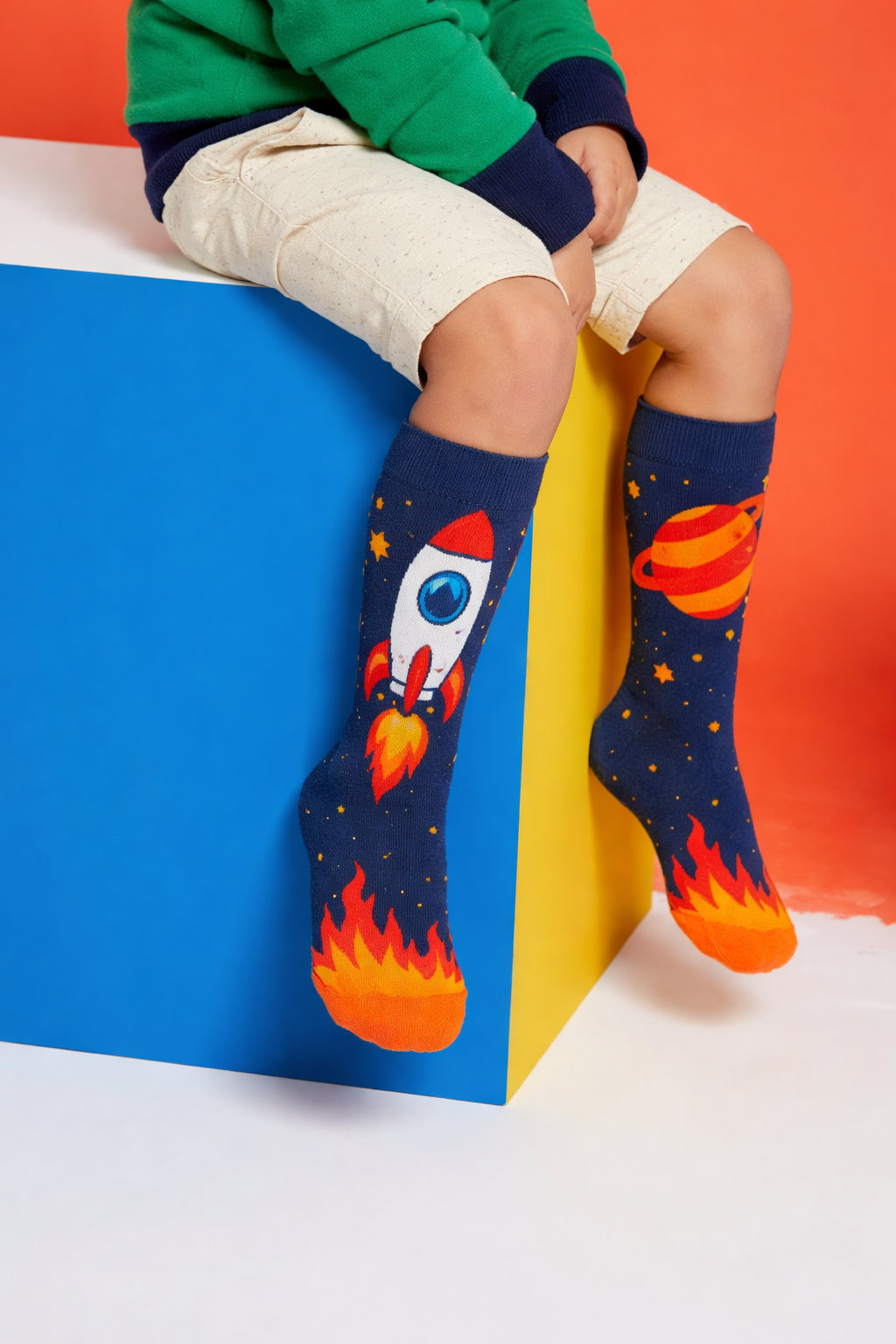 SPACE PATTERNED CHILDREN'S KNEE SOCKS MIX
