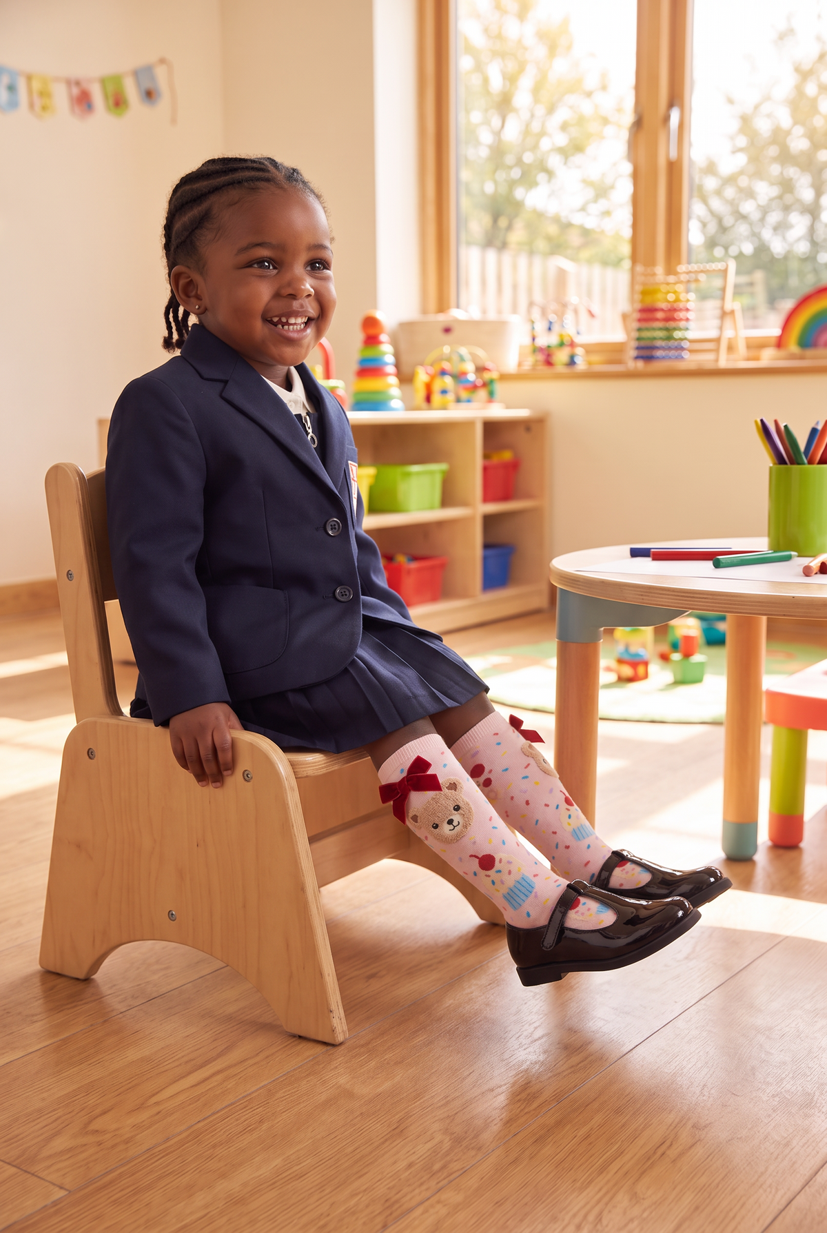 CUP CAKE TEDDY CHILDREN'S KNEE SOCKS MIX
