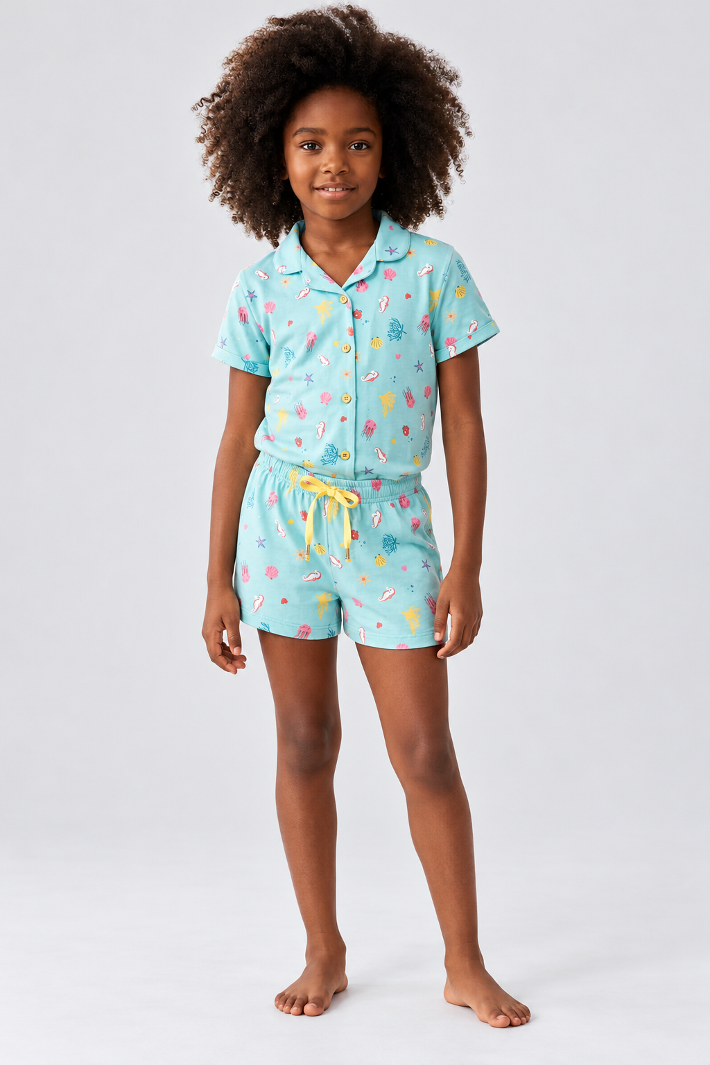 SEA LA VIE BUTTONED GIRL'S SHORTS SET BLUE