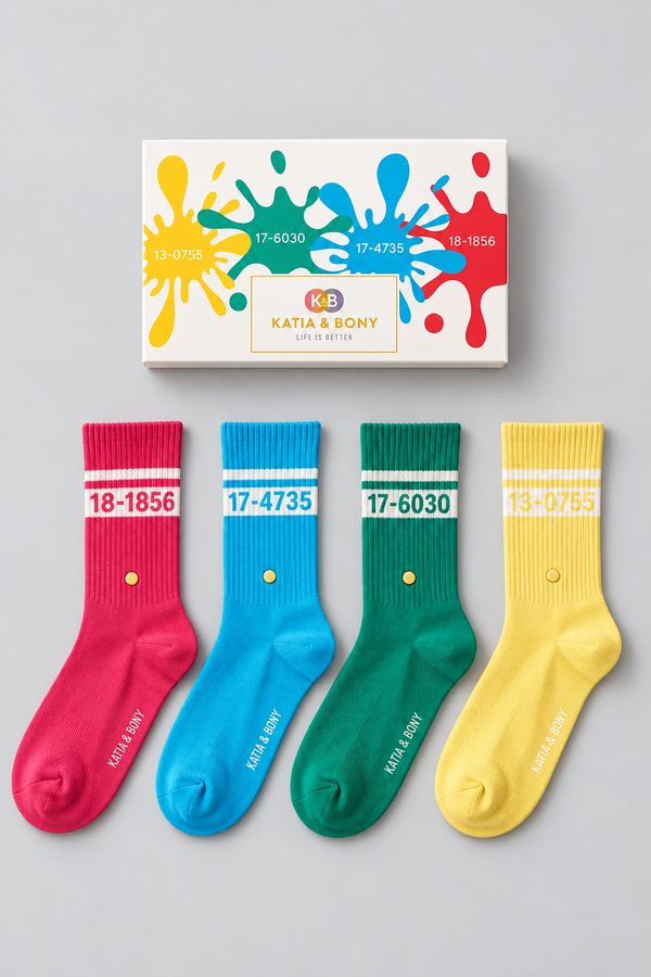 4PCK PANTONE BOX UNISEX SOCKET SOCKS MIX