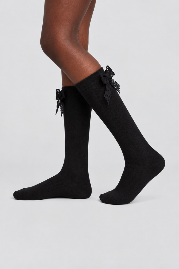 KIDS KNEE SOCKS WITH ACCESSORIES BLACK