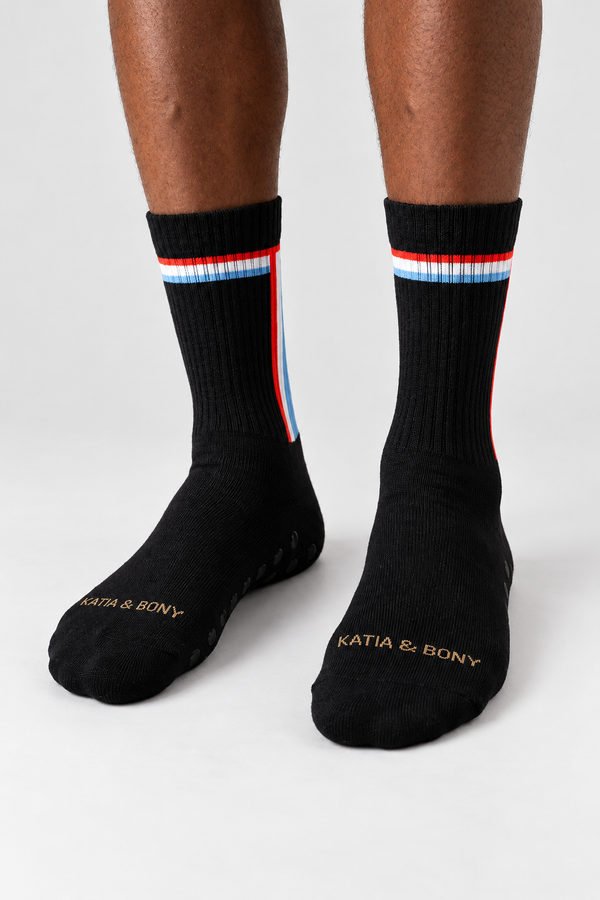 STRIPED PADEL UNISEX SOCKET SOCKS BLACK
