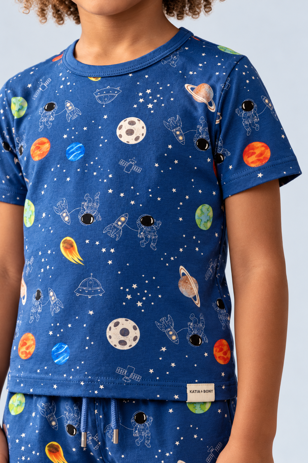 Space Pattern Packaged Boys' Shorts Set NAVY