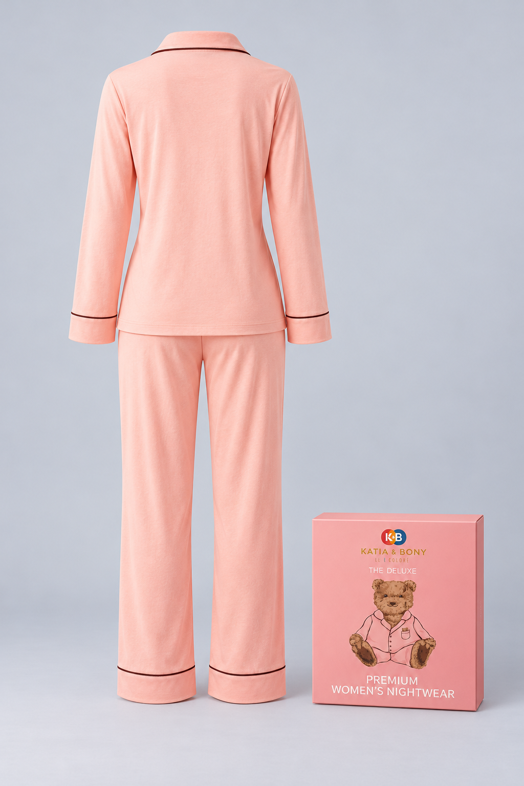 WOMEN'S BOXED TEDDY PYJAMA SET - PEACH