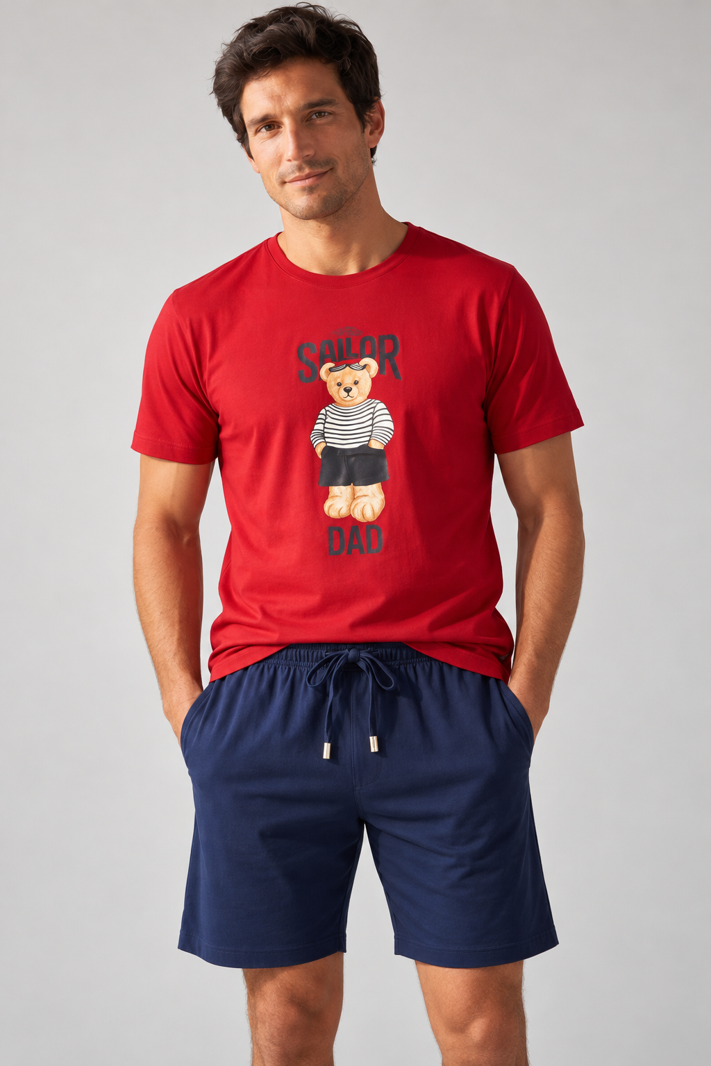 SAILOR TEDDY MEN'S SHORTS SET RED