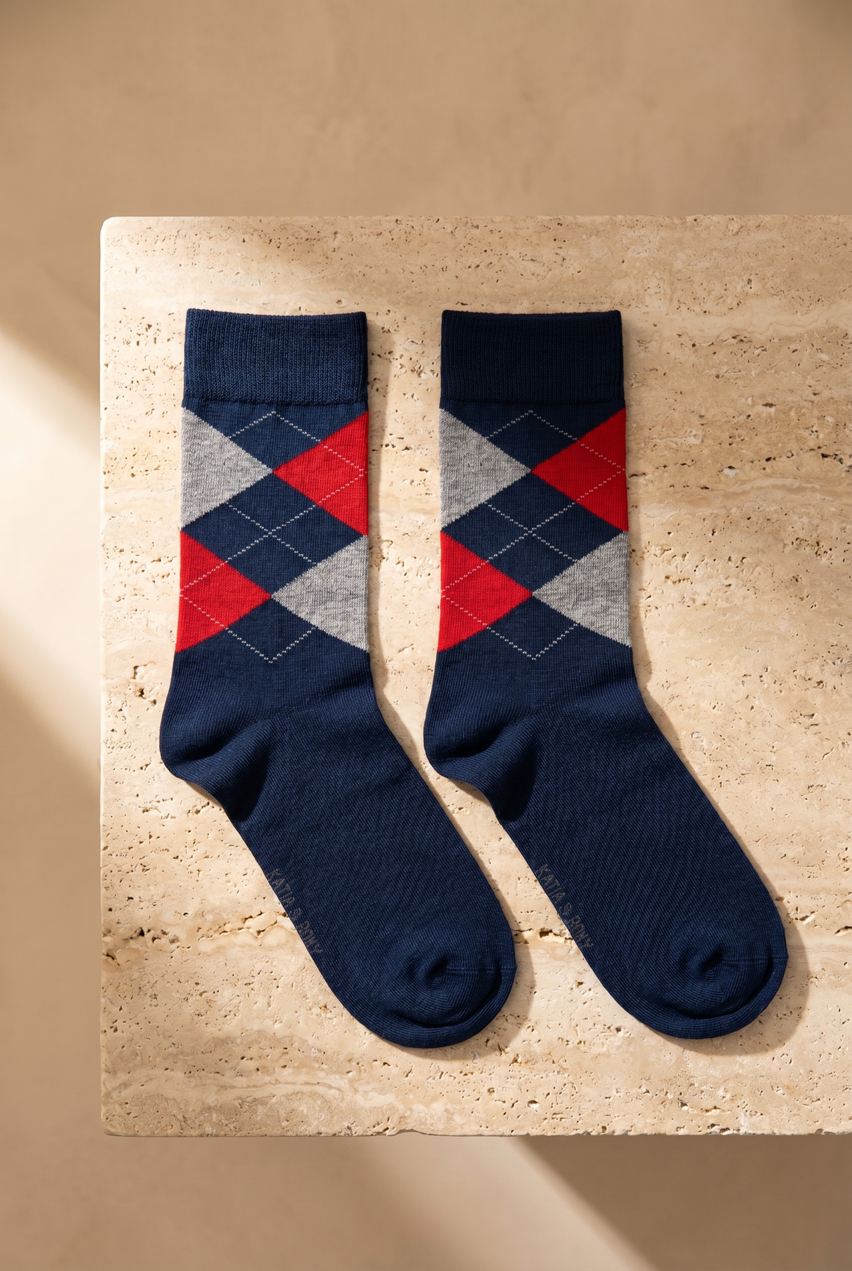 PLAID PATTERNED COTTON WOMEN SOCKS NAVY