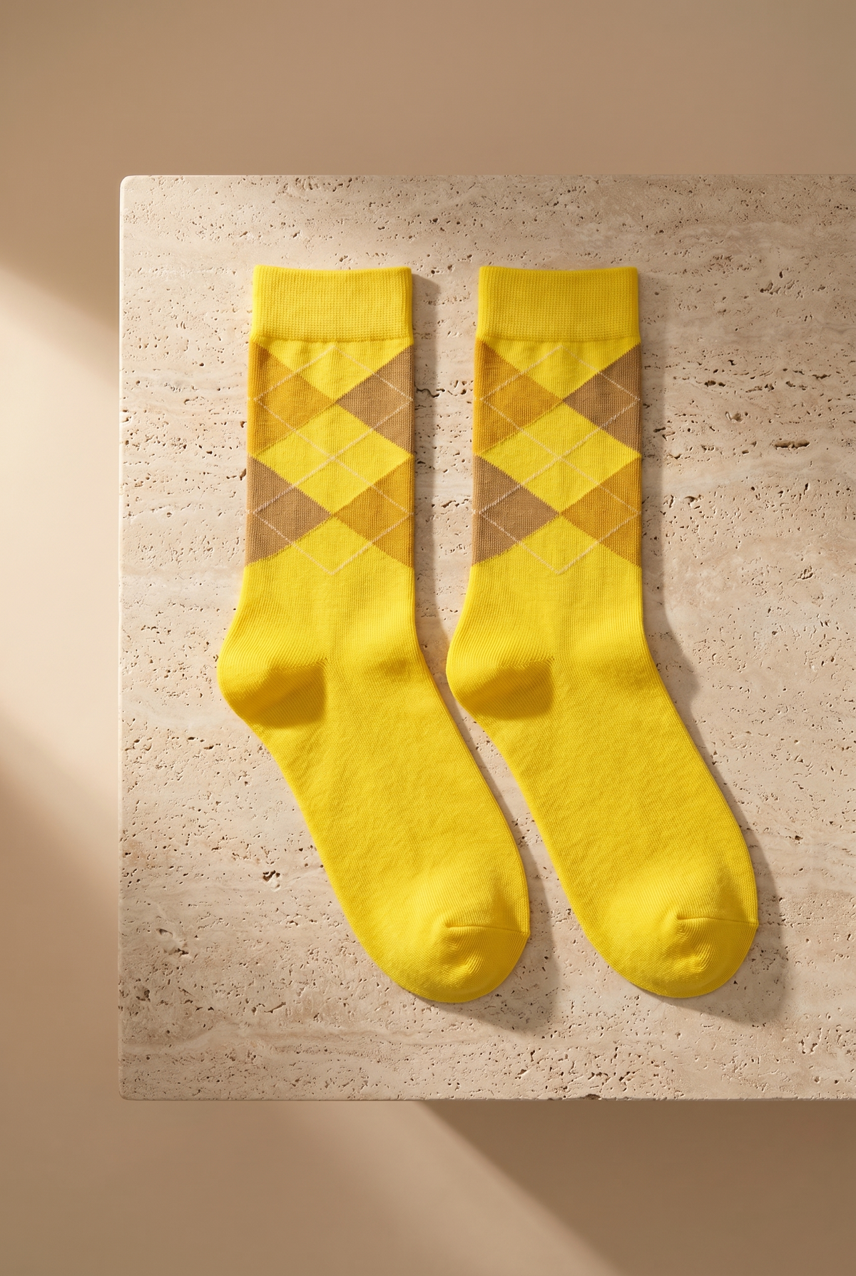PLAID PATTERNED COTTON WOMEN SOCKS YELLOW