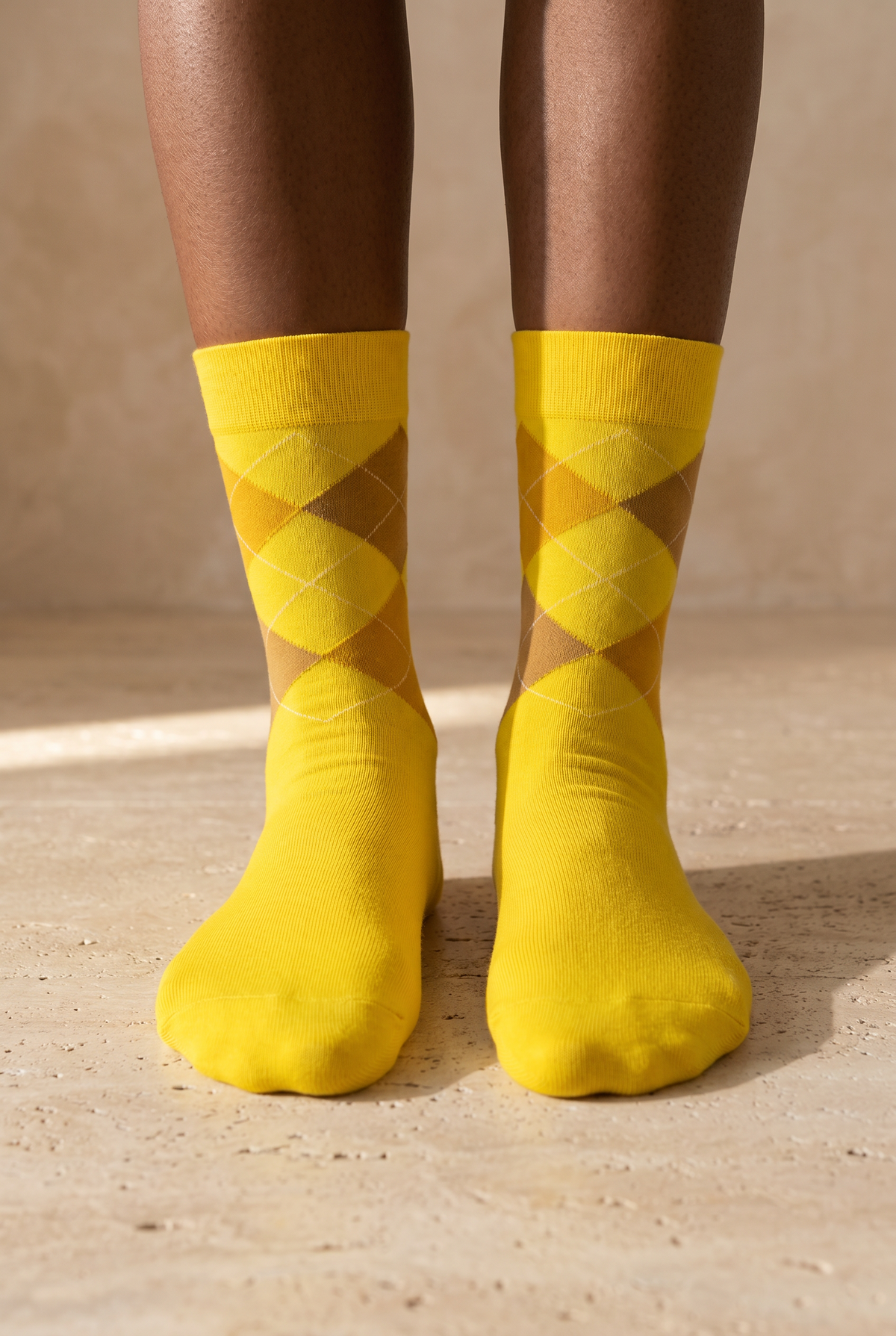 PLAID PATTERNED COTTON WOMEN SOCKS YELLOW