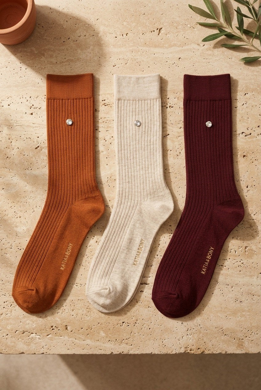 3PCK Stapled Boxed Socket Socks BURGUNDY