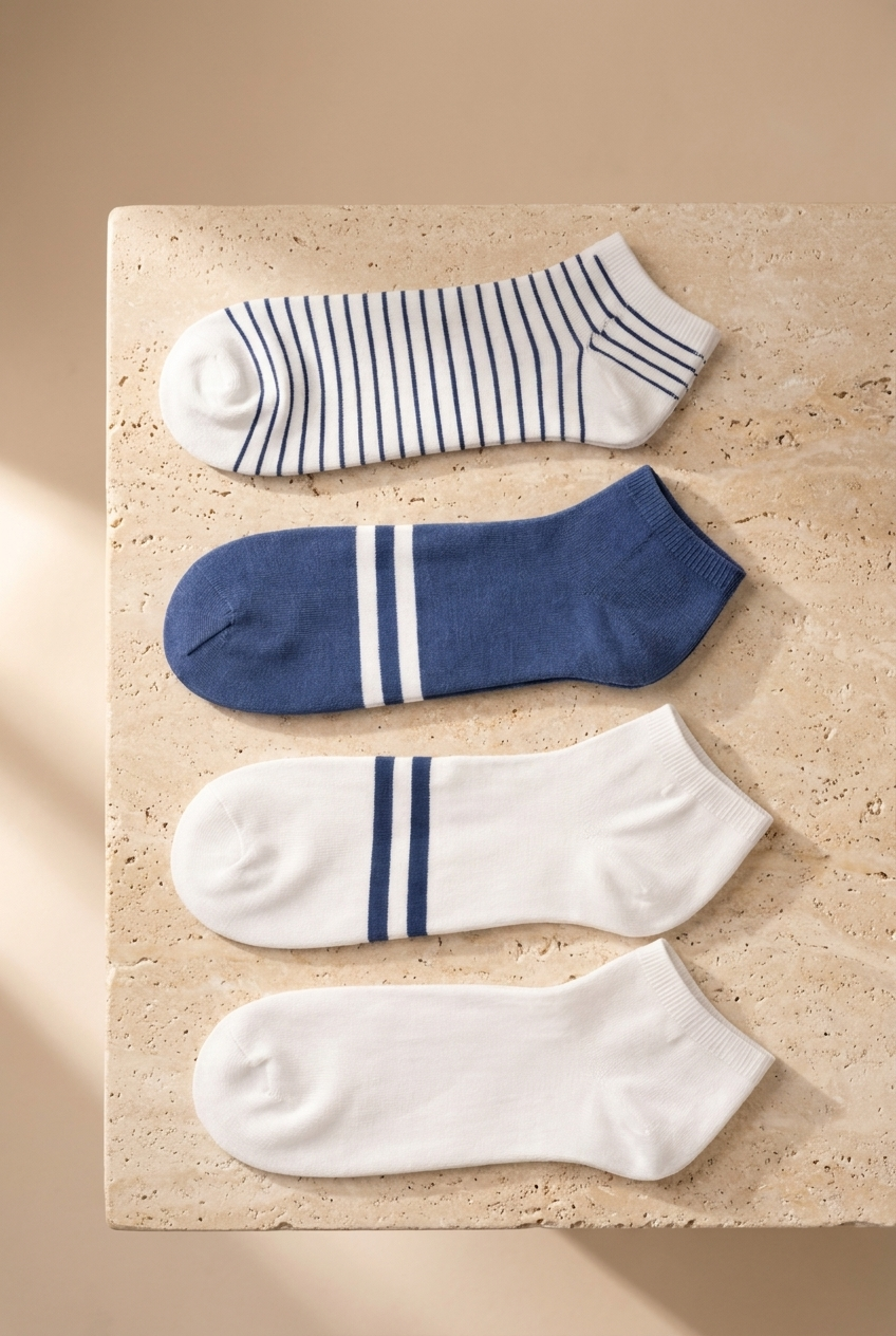 4PCK Striped Men's Step Socks MIX