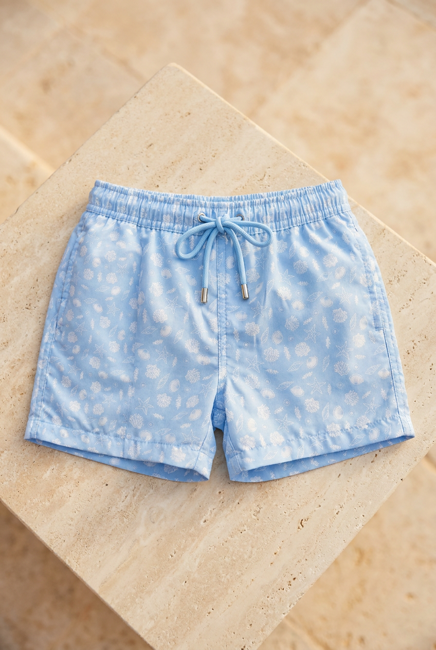 MEDITERRANEAN SHELL BOYS SWIM SHORTS BLUE