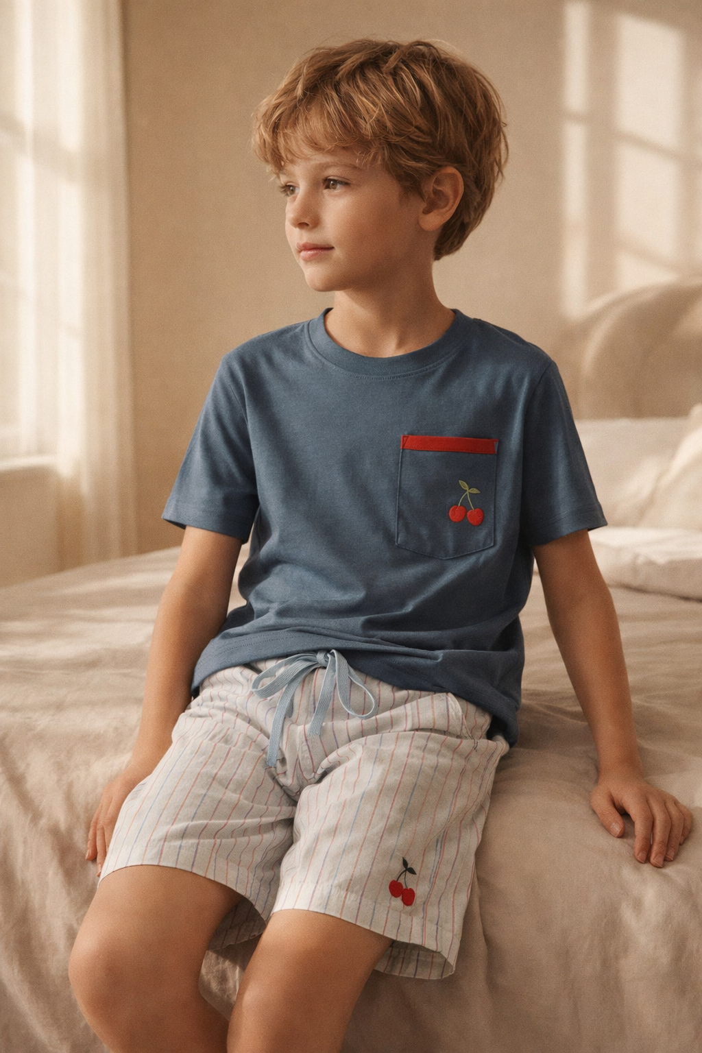 MEDITERRANEAN CHERRY BOYS SHORTS SET NAVY