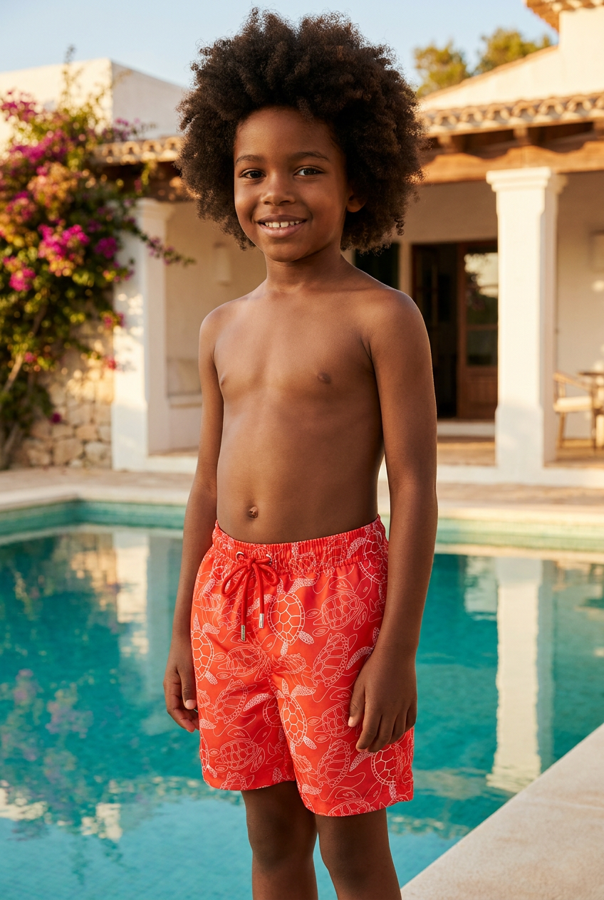 MEDITERRANEAN TURTLE BOY'S SWIM SHORTS CORAL