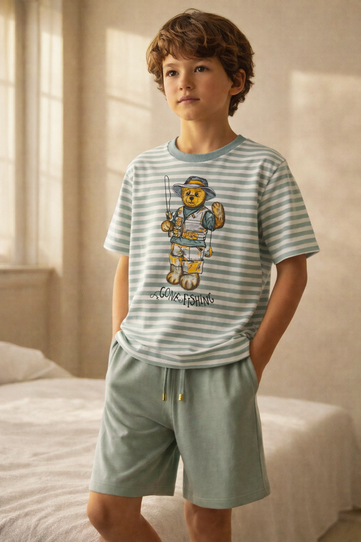 SEA LA VIE TEDDY BOY SHORTS SET GREEN