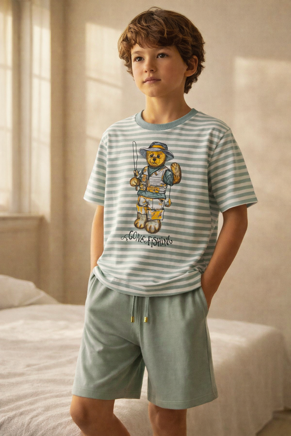 SEA LA VIE TEDDY BOY SHORTS SET GREEN