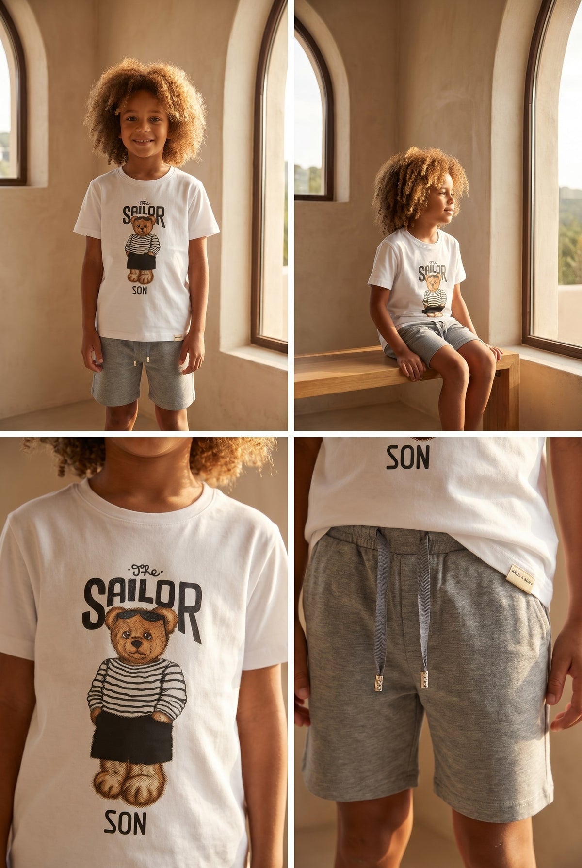 SAILOR TEDDY BOYS’ SHORTS SET WHITE