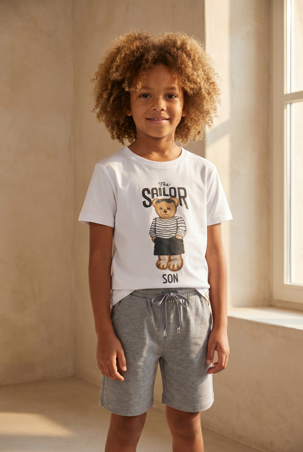 SAILOR TEDDY BOYS’ SHORTS SET WHITE
