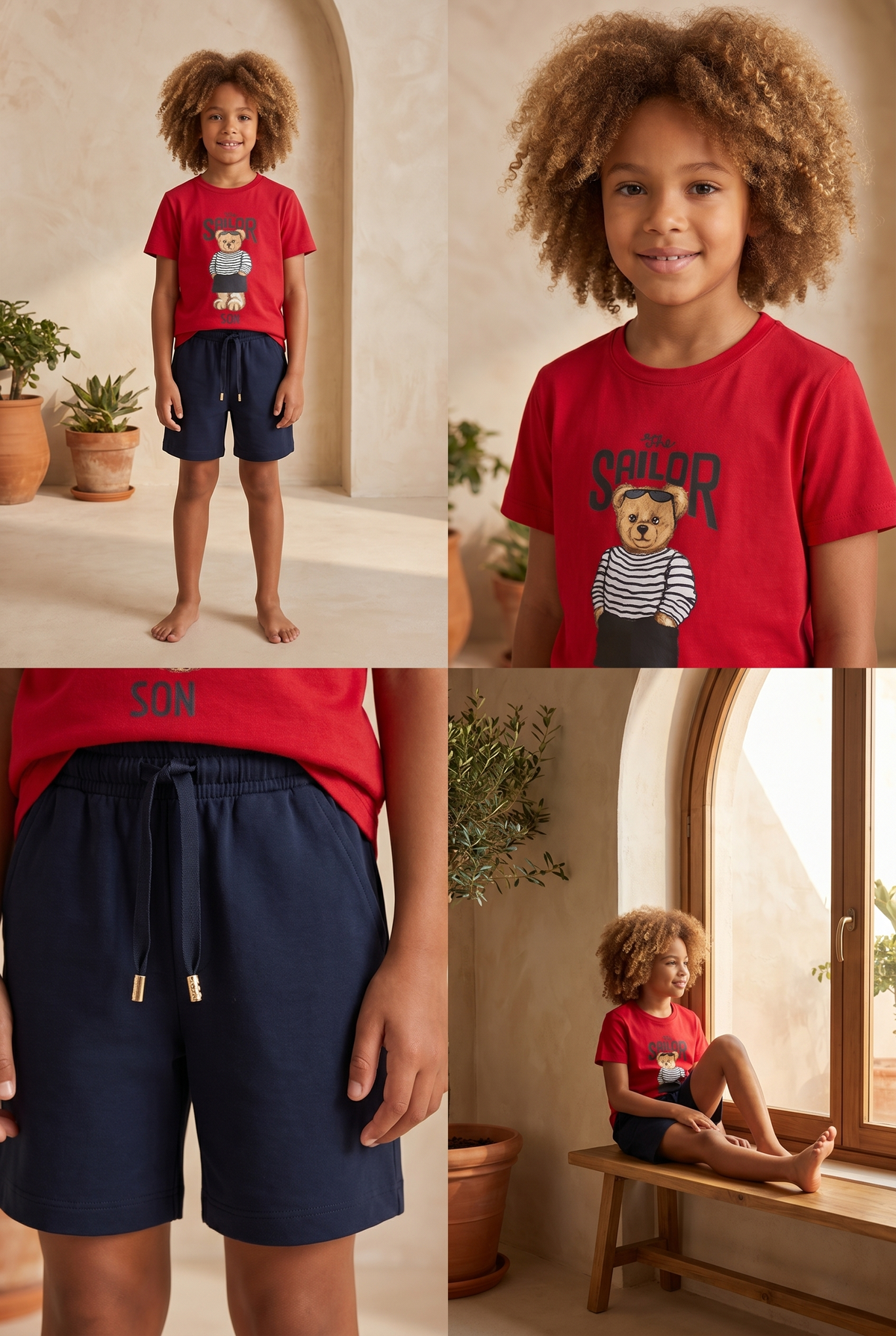 SAILOR TEDDY BOYS’ SHORTS SET RED