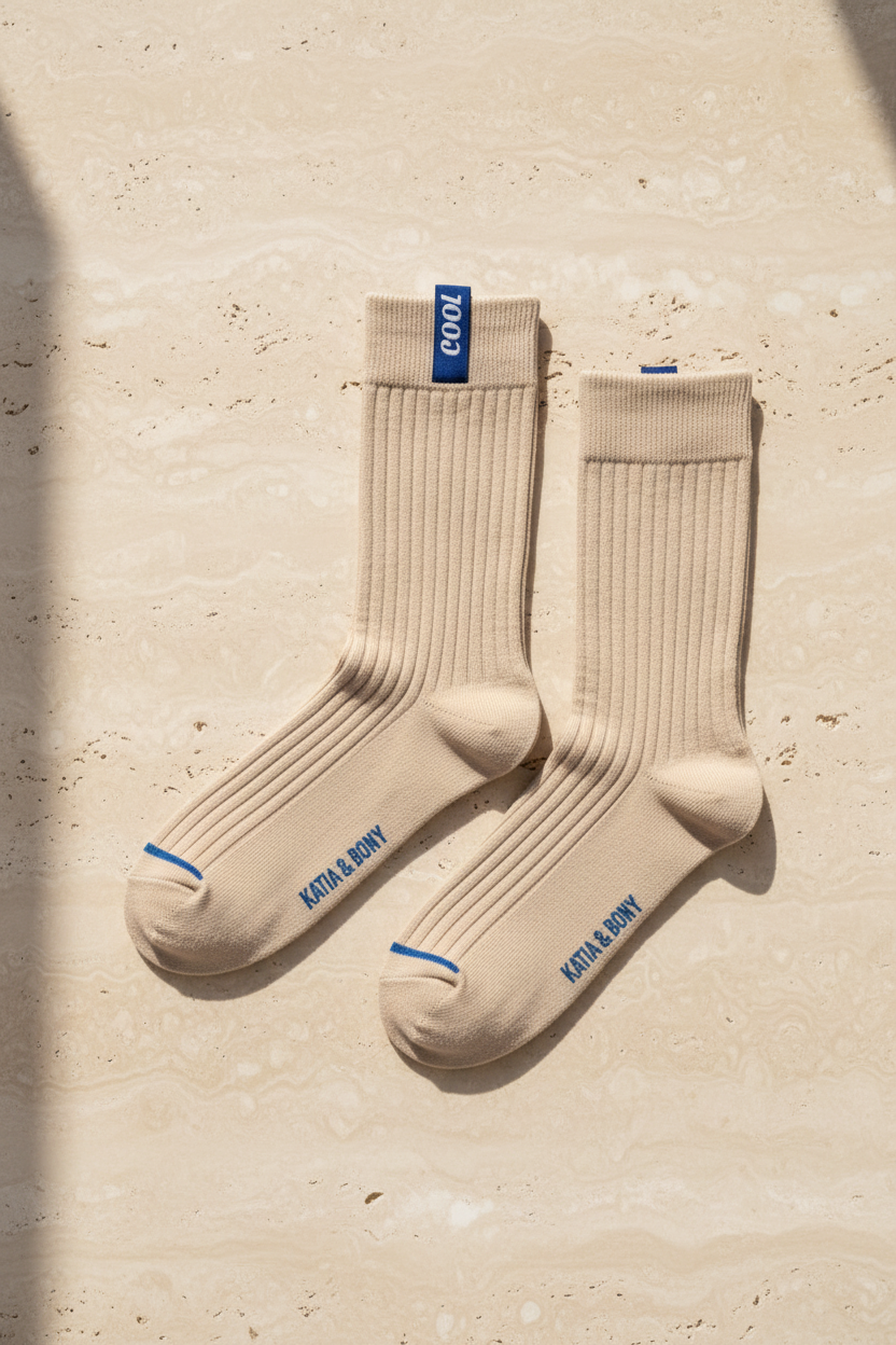 COOL LABELED MEN SOCKET SOCKS ECRU