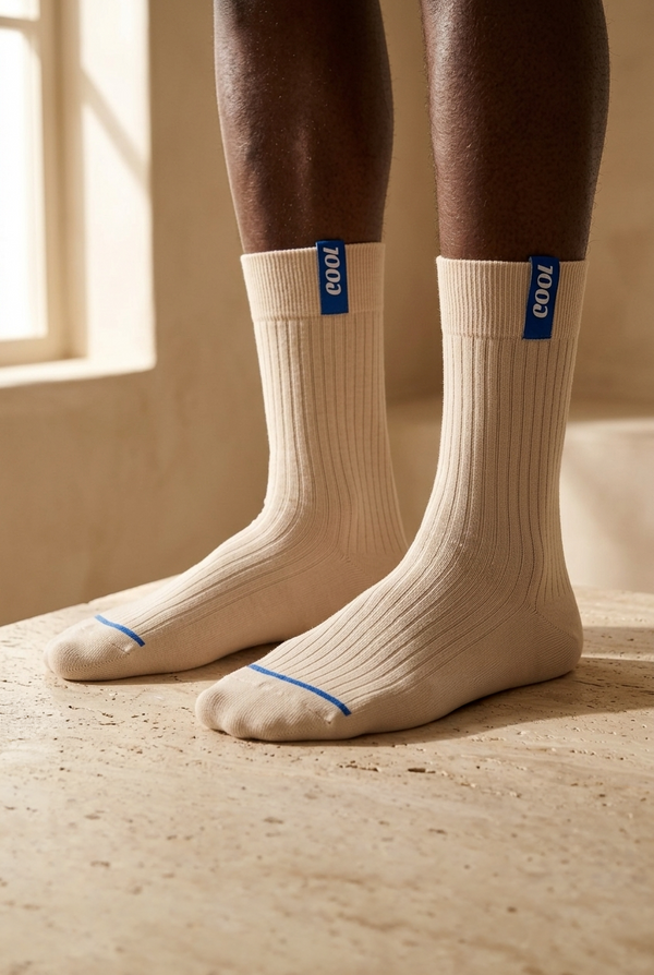 COOL LABELED MEN SOCKET SOCKS ECRU
