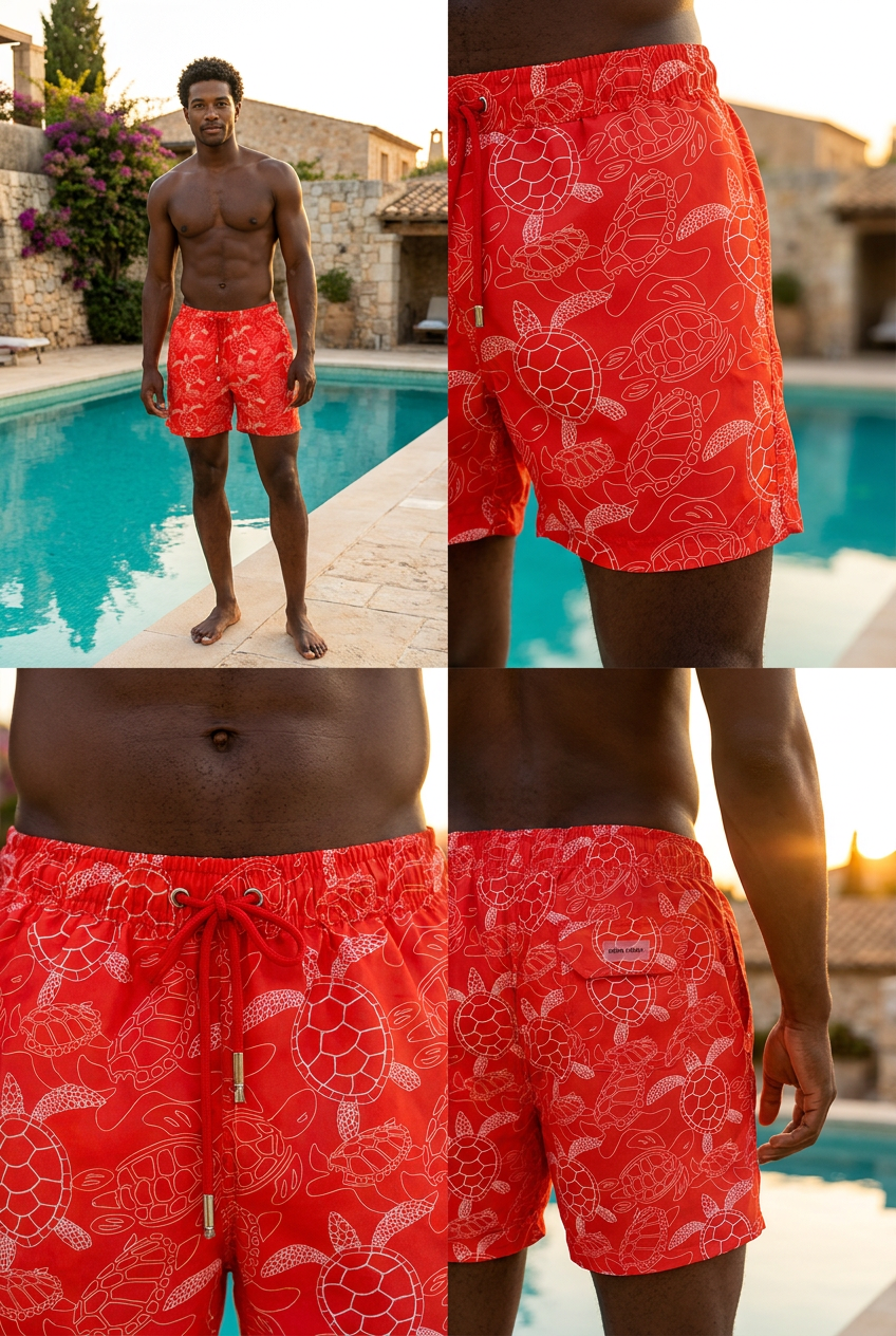 MEDITERRANEAN TURTLE MEN'S SWIM SHORTS CORAL