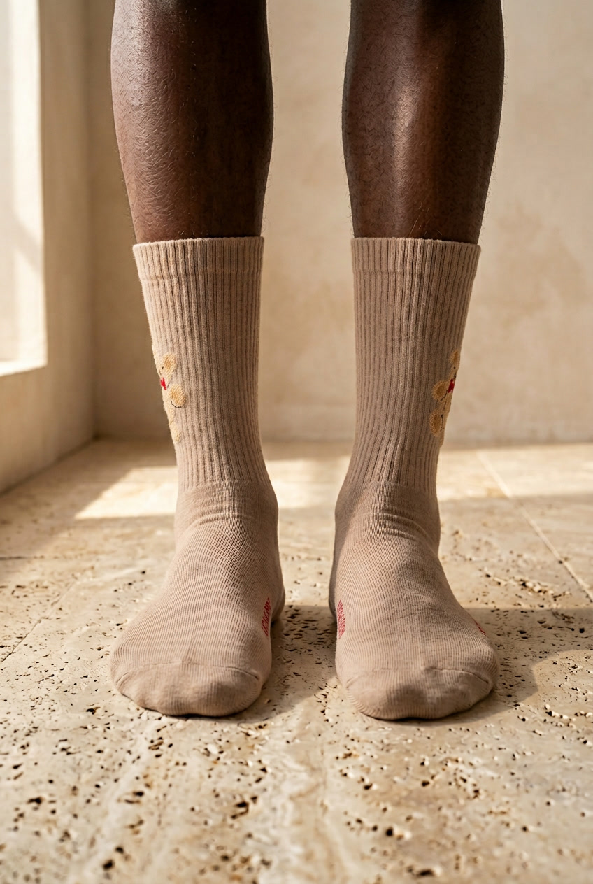 TEDDY PATTERNED SOCKS BROWN