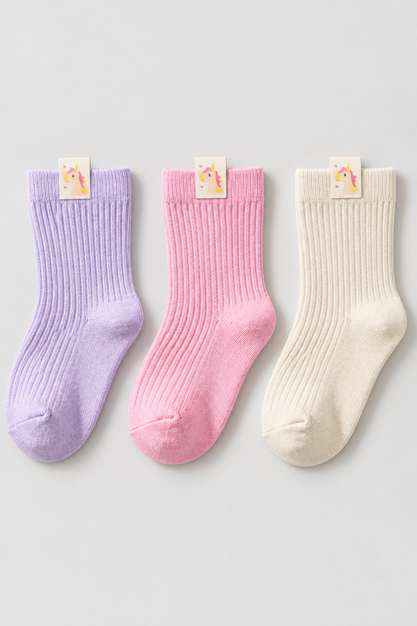 3PCK FAIRYTALE BABY SOCKET SOCKS PINK-PURPLE-ECRU