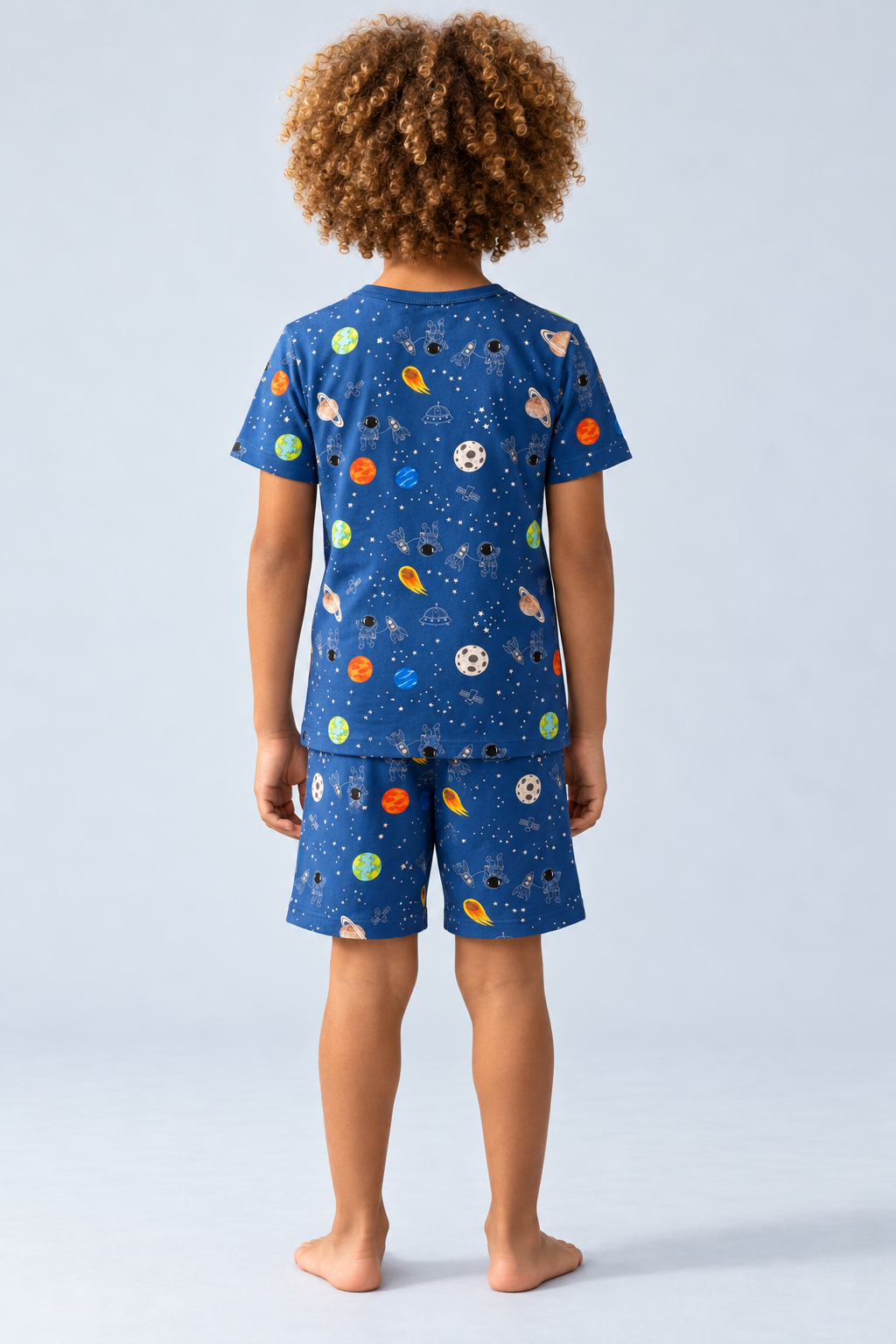 Space Pattern Packaged Boys' Shorts Set NAVY