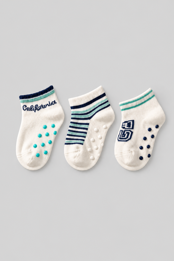 3PCK CALIFORNIA BABY STEP SOCKS ECRU MIX