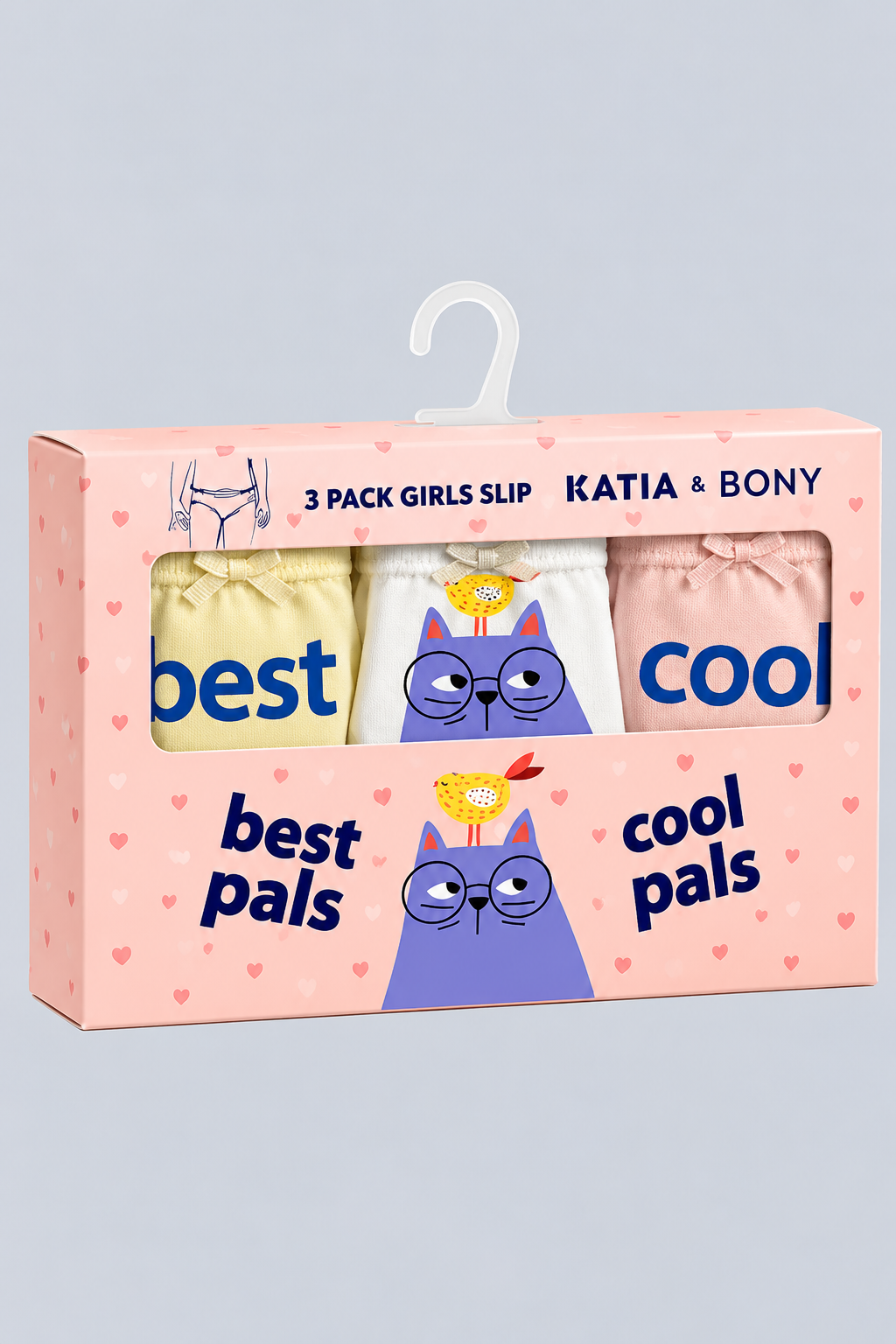 3PCK CAT GIRL BOXED SLIP PINK