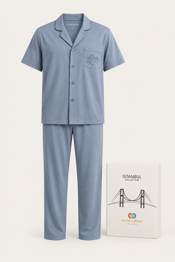 ISTANBUL BOSPHORUS BOXED MEN PYJAMAS SET BLUE
