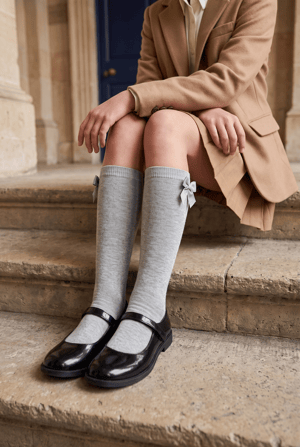 FAMILY KIDS KNEEHIGH RIBBON SOCKS GREY-MELANGE