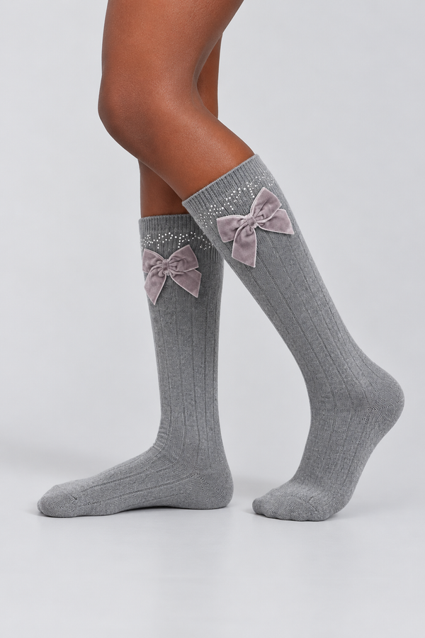 LETS PARTY KIDS KNEEHIGH SOCKS GREY MELANGE
