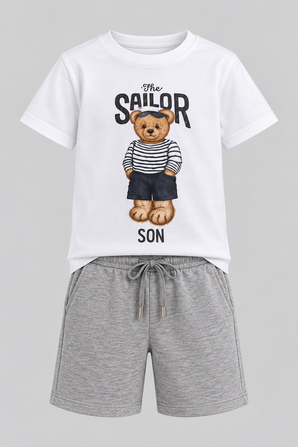 SAILOR TEDDY BOYS’ SHORTS SET WHITE