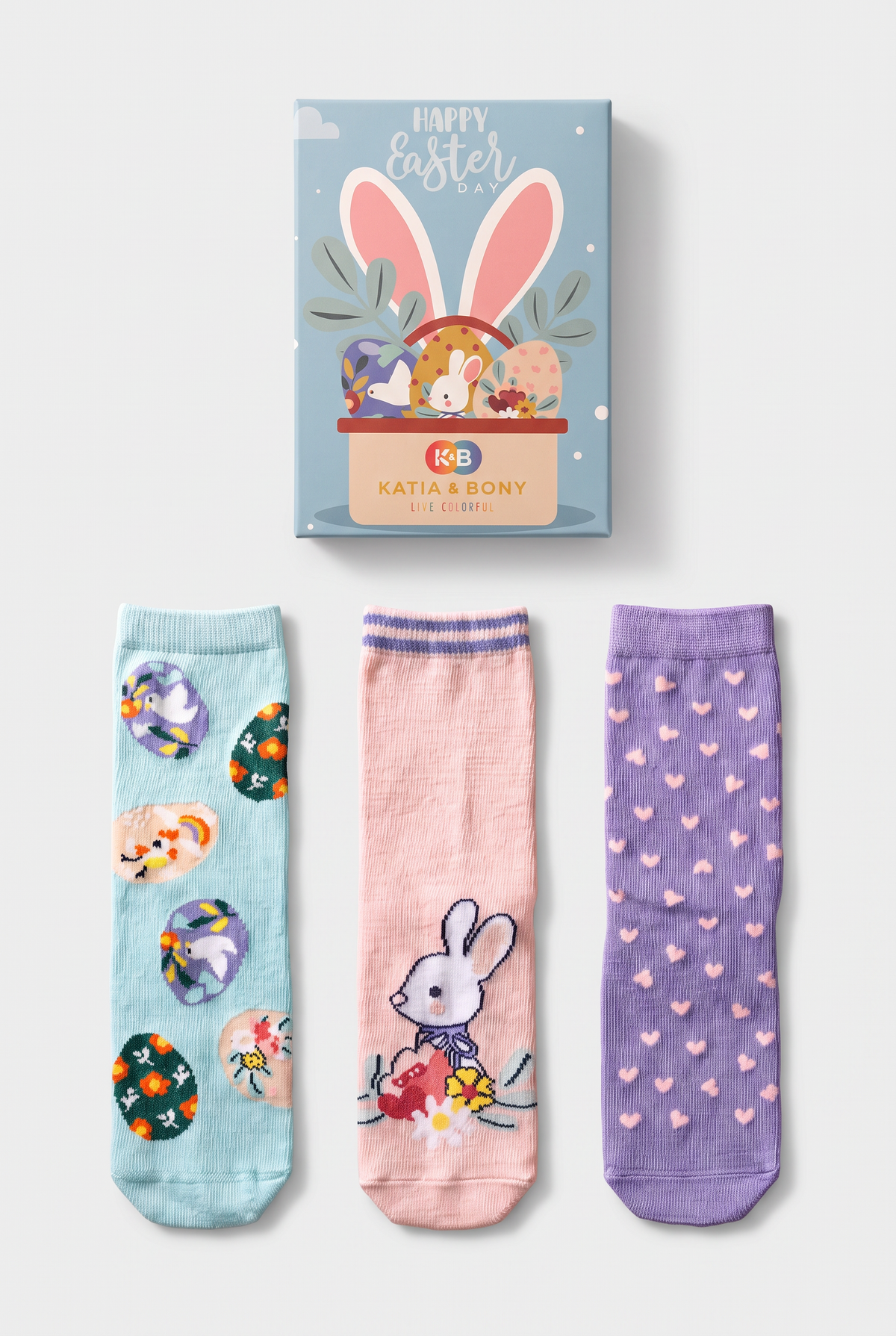 3PCK RABBIT PATTERN BOXED KIDS SOCK SOCKS MIX