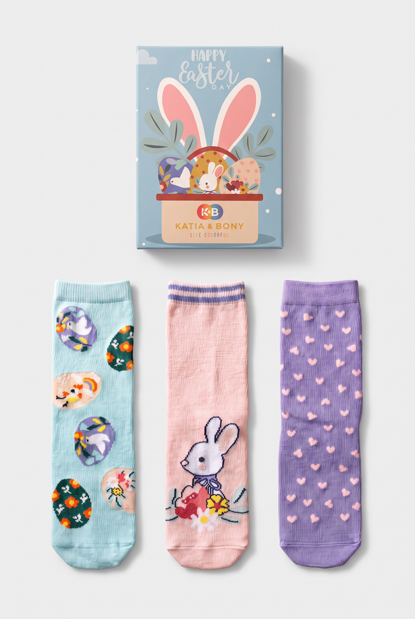 3PCK RABBIT PATTERN BOXED KIDS SOCK SOCKS MIX