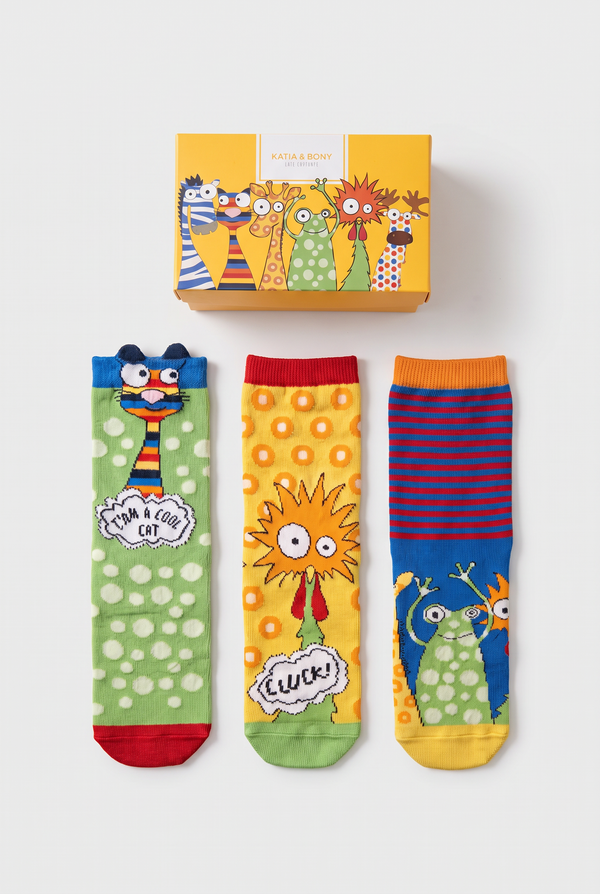 3PCK COCK BOX CHILDREN SOCKET SOCKS MIX